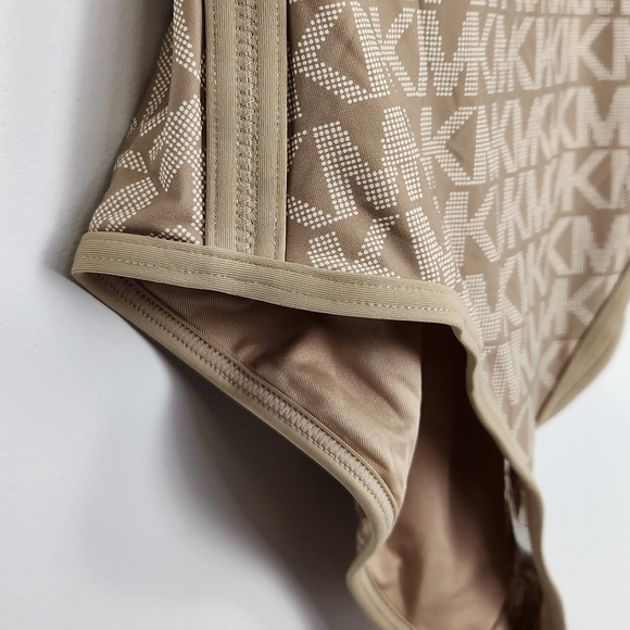 MICHAEL Michael Kors Logo Khaki One Piece Swimsuit Size 10 Padded NWT - Picture 4 of 9